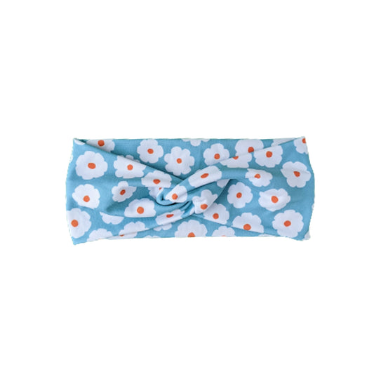 Blue Spring Daisies Headband for Women | WIDE OR TURBAN TWIST